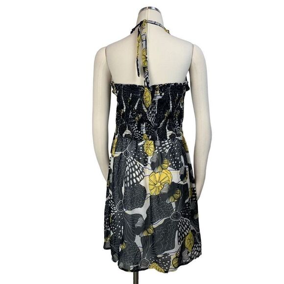 Desigual Anna Lemon Floral Ruffle Halter Neck Dress Size 10 - Picture 3 of 10